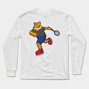 Tiger as Tennis player with Tennis racket Long Sleeve T-Shirt